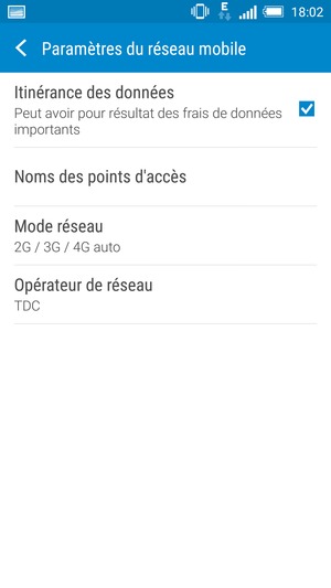 Activar o desactiver Itinérance des données