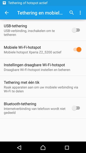 Uw telefoon is nu geïnstalleerd voor gebruik als modem