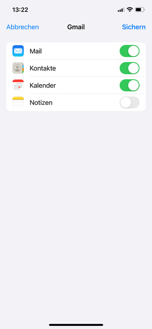 Wählen Sie Sichern
