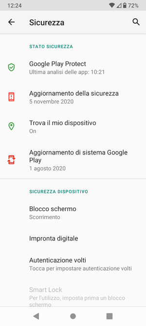 Seleziona Blocco schermo