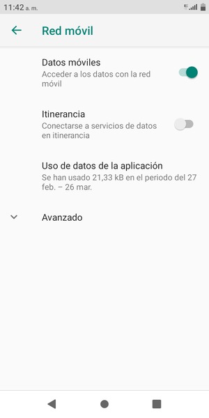 Para cambiar la red en caso de problemas de conectividad, desplácese y seleccione Advanzado