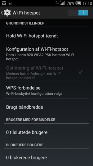 Din telefon er nu sat op til brug som modem