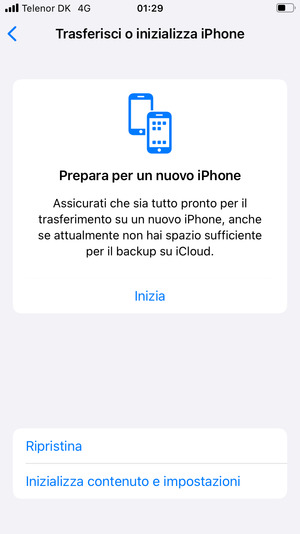 Seleziona Inizializza contenuto e impostazioni