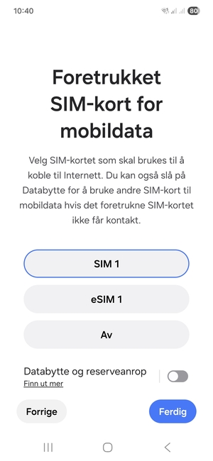 Velg ønsket alternativ og velg Ferdig