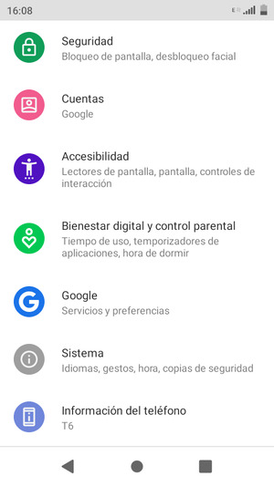Desplácese y seleccione Seguridad