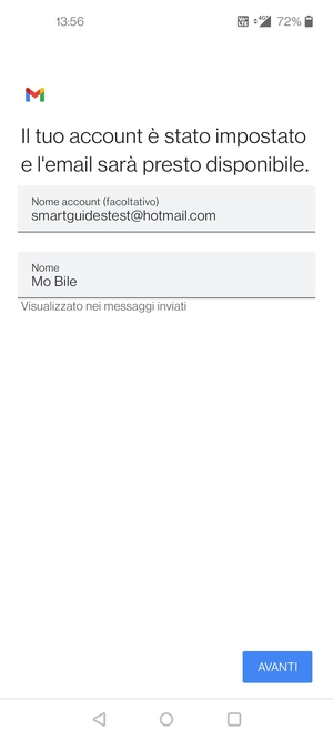 Scegli un nome per il tuo account e inserisci il tuo nome. Seleziona AVANTI