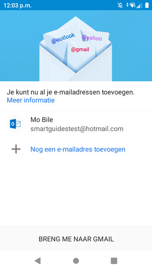Selecteer BRENG ME NAAR GMAIL