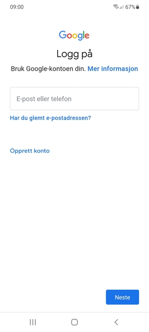 Skriv inn din Gmail-adresse og velg Neste