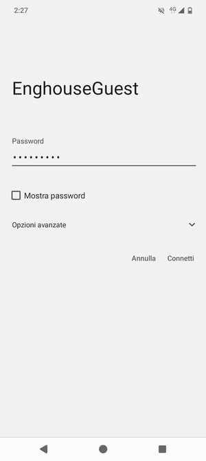 Inserisci la password del Wi-Fi e seleziona Connetti