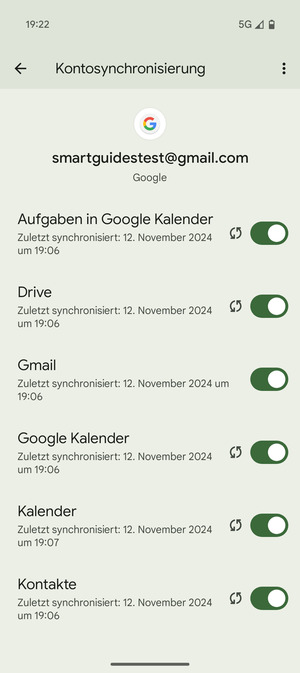 Stellen Sie sicher, dass Kontakte ausgewählt ist