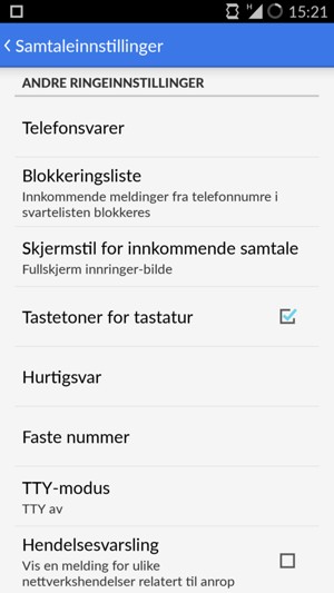 Bla til og velg Telefonsvarer