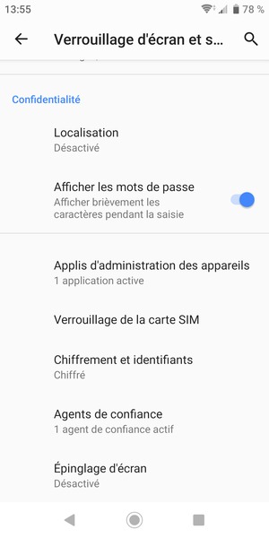 Sélectionnez Verrouillage de la carte SIM