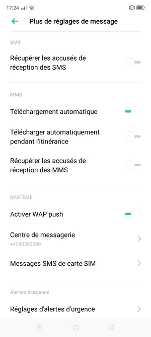 Sélectionnez Centre de messagerie
