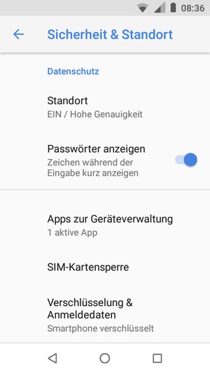 Scrollen Sie und wählen Sie SIM-Kartensperre