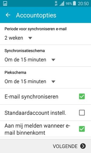Selecteer VOLGENDE