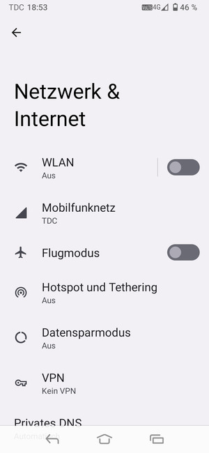 Wählen Sie Hotspot und Tethering
