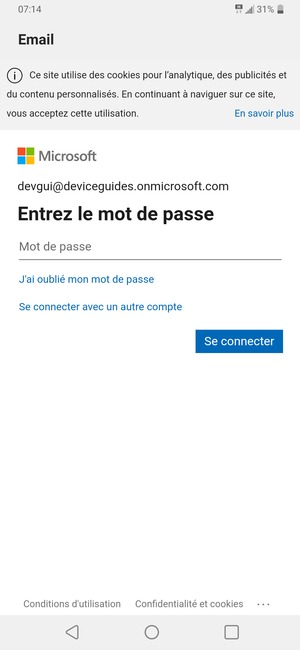 Saisissez votre mot de passe et sélectionnez Se connecter