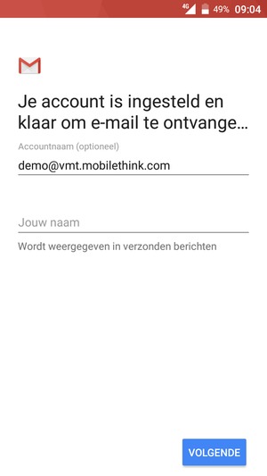 Geef uw account een naam en voer uw naam in. Selecteer VOLGENDE