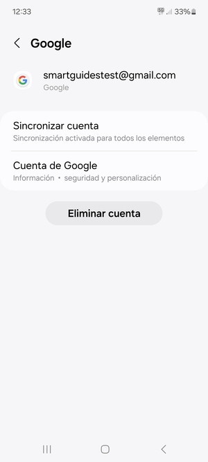 Seleccione Sincronizar cuenta