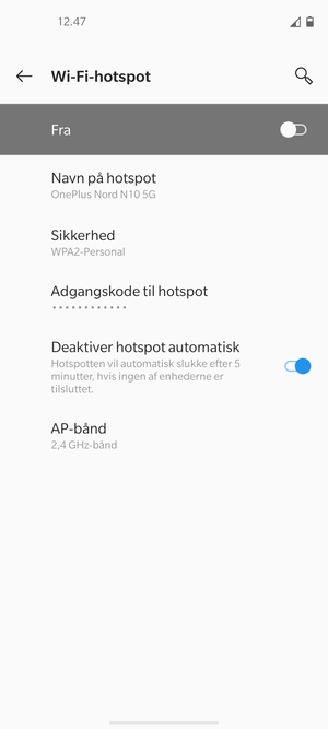 Vælg Adgangskode til hotspot