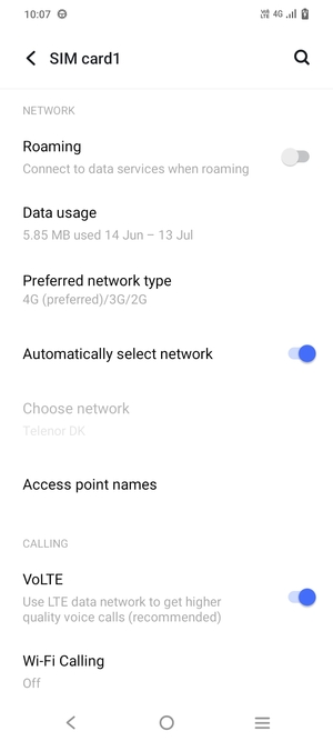 Scroll to and select Access point names