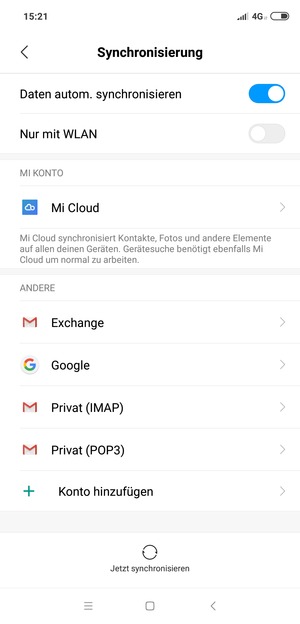 Wählen Sie Google