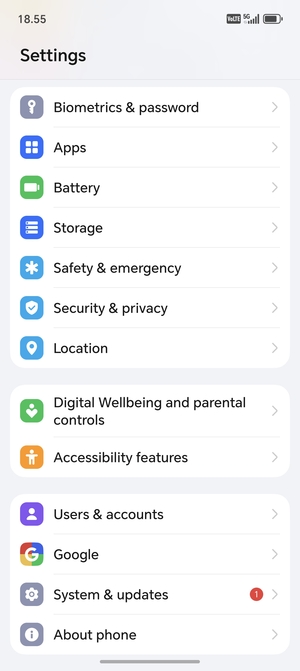 Scroll to and select Security & privacy