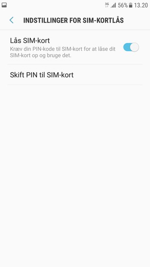 Vælg Skift PIN til SIM-kort