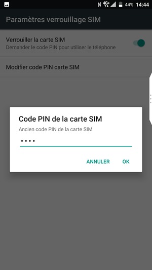 Saisissez votre Ancien code PIN de la carte SIM et sélectionnez OK