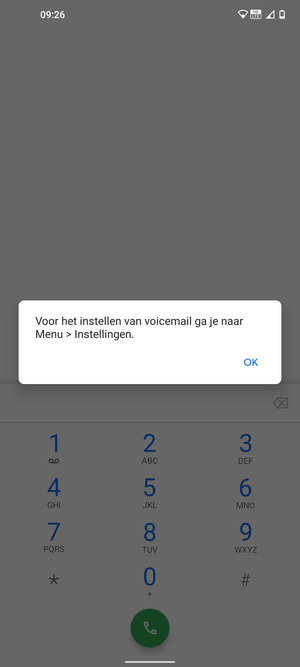 Als uw voicemail niet geïnstalleerd is, selecteert u OK