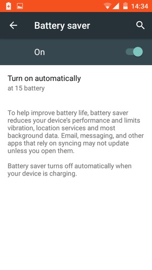 Turn on Battery saver
