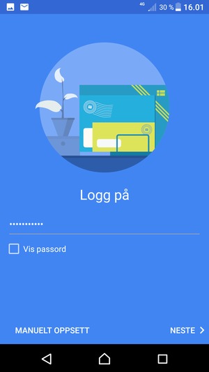 Skriv inn Gmail passord og velg NESTE