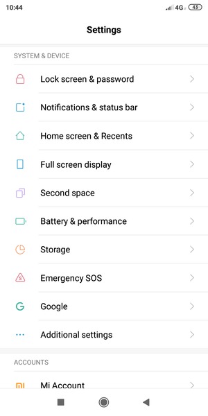 Scroll to and select Additional settings