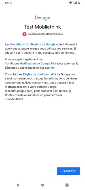 Sélectionnez J'accepte