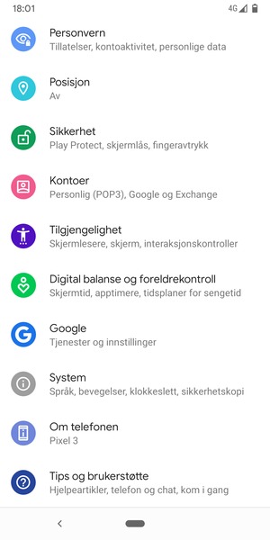 Bla til og velg Sikkerhet