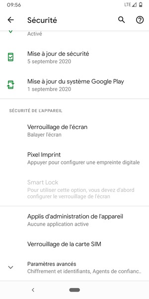 Faites défiler et sélectionnez Verrouillage de la carte SIM