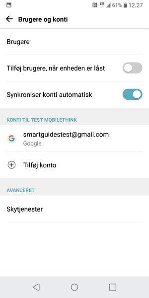 Vælg din Google konto