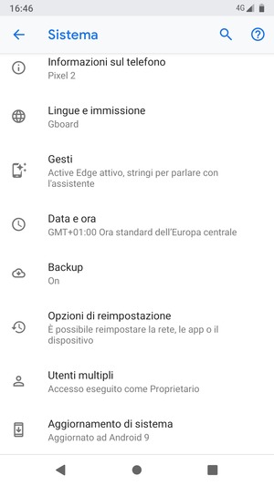 Seleziona Aggiornamento di sistema