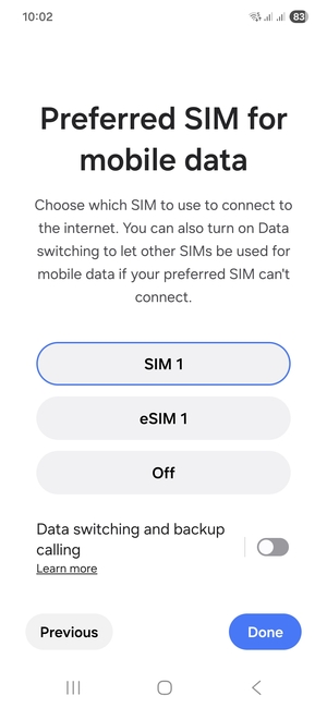 Select your preferred option and select Done