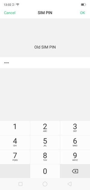 Enter your Current PIN for the SIM card and select OK