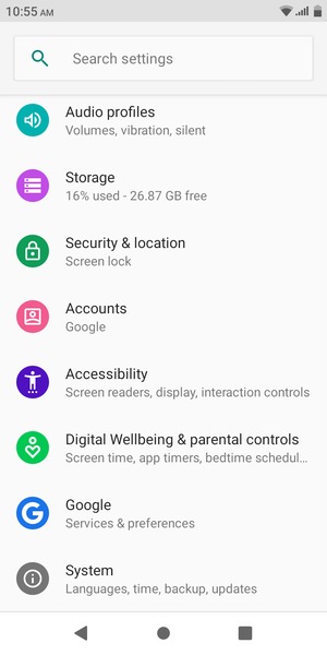 Scroll to and select Security & location
