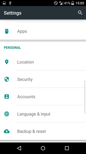 Scroll to and select Security