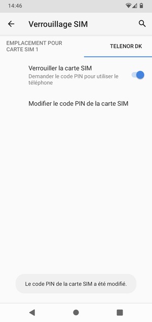 Votre code PIN de la carte SIM a été modifié