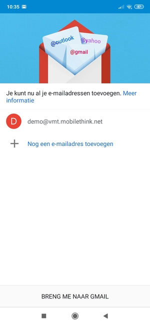 Selecteer BRENG ME NAAR GMAIL