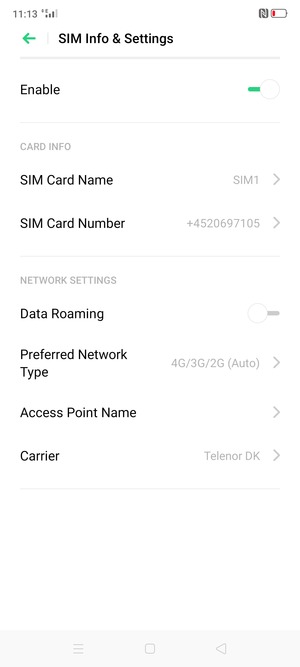 To change network if network problems occur, select Carrier