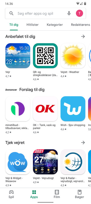 Vælg søgefeltet