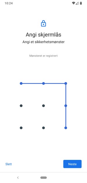 Tegn et opplåsingsmønster og velg Neste