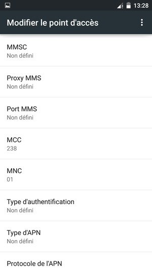 Faites défiler vers le bas et saisissez les informations MMS