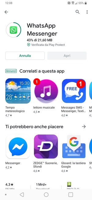 Attendi il completamento del processo di installazione