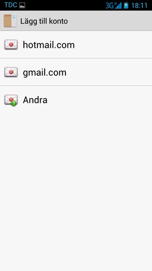 Välj Andra / Exchange